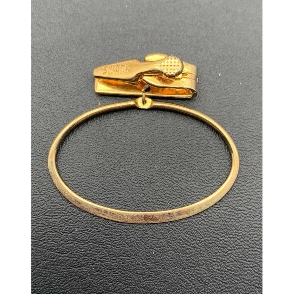 Vintage Swank Gold Tone Tie Clip Signed - Picture 4 of 5